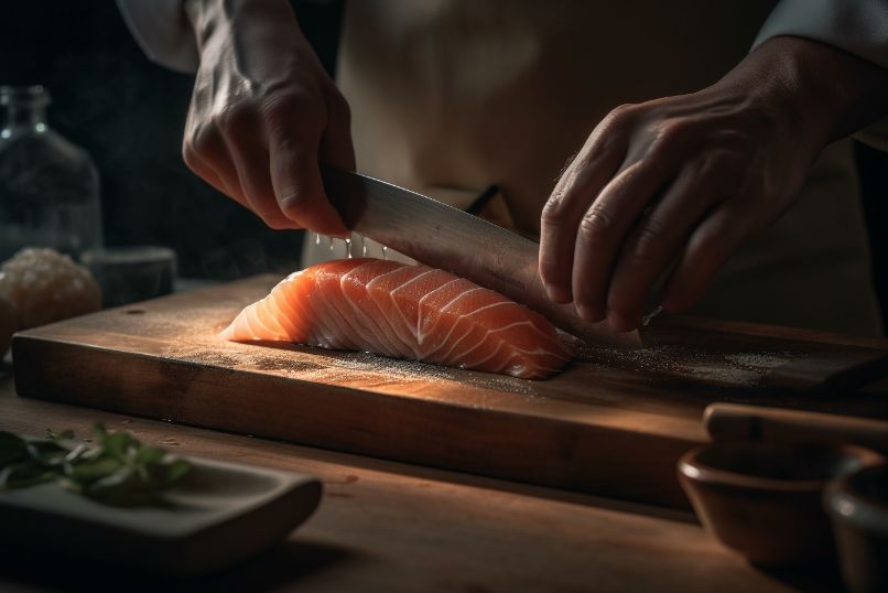 krojenie ryby do sushi
