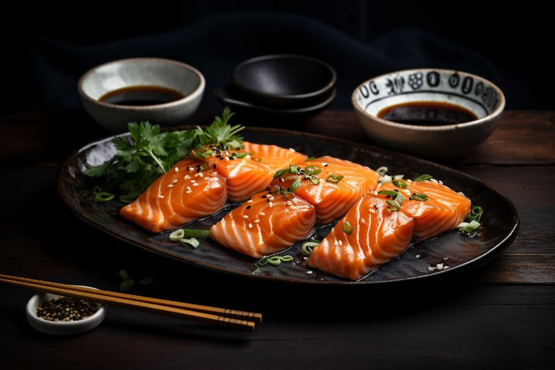 sashimi z łososia